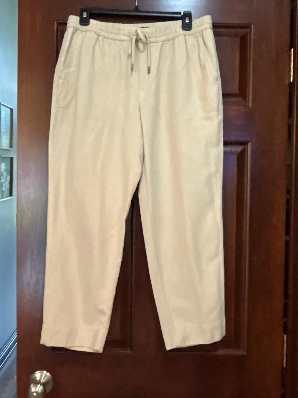 Banana Republic Linen Lyocell Pull On Ankle Pants Beige Small